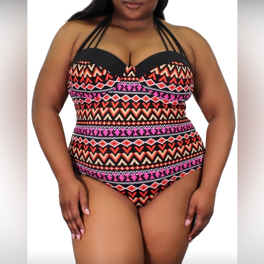 100 Degrees tribal print one pice swimsuit. Size 2X